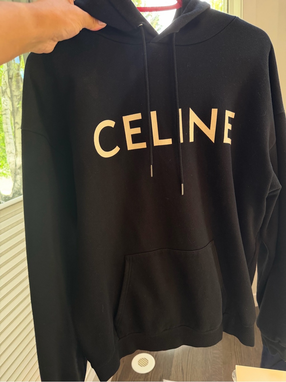Celine Black Hoodie with White Logo
